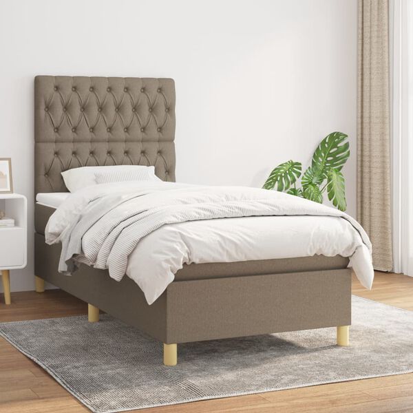 vidaXL Box spring postel s matrac&iacute; taupe 100 x 200 cm textil