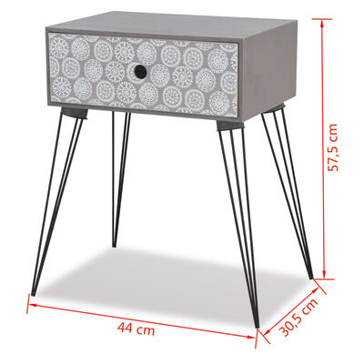 vidaXL Noční stolek s 1 zásuvkou obdélníkový šedý