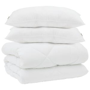 vidaXL Duvet s pol&scaron;t&aacute;ři s pol&scaron;t&aacute;řem 3 pcs B&iacute;l&aacute; Mikrovl&aacute;kno a peř&iacute;