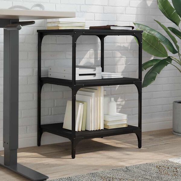 vidaXL Stojan na tisk&aacute;rnu 3patrov&yacute; čern&yacute; 50x41x75 cm kompozitn&iacute; dřevo