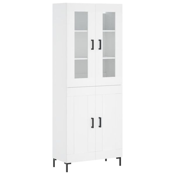 vidaXL Skř&iacute;ň highboard b&iacute;l&aacute; 69,5 x 34 x 180 cm kompozitn&iacute; dřevo