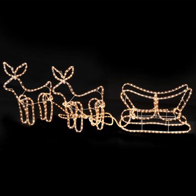vidaXL Vánoční světelná dekorace 2 sobi se sáněmi 300 x 24 x 47 cm