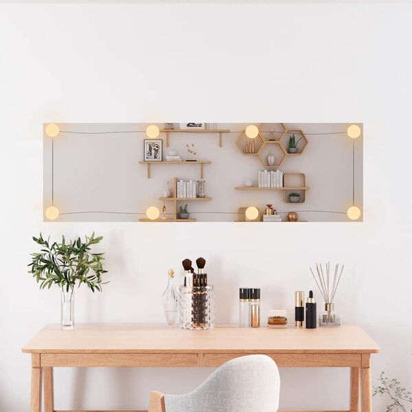 vidaXL N&aacute;stěnn&eacute; zrcadlo s LED osvětlen&iacute;m 30 x 100 cm sklo obd&eacute;ln&iacute;kov&eacute;