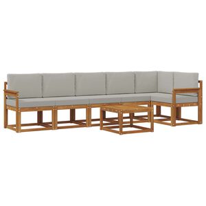 vidaXL Venkovn&iacute; pohovkov&aacute; souprava 7 pcs Př&iacute;rodn&iacute; a světle &scaron;ed&aacute;