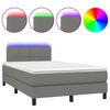 vidaXL Box spring postel s matrací a LED tmavě šedá 120x200 cm textil