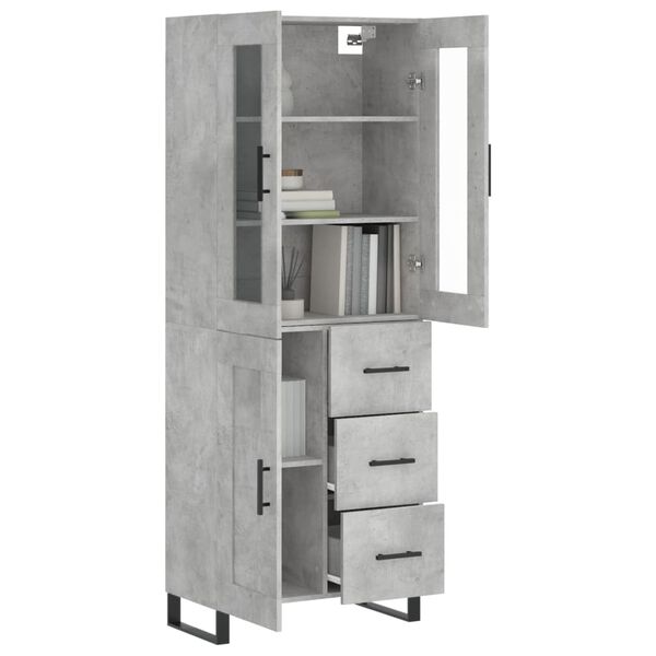 vidaXL Skř&iacute;ň highboard betonově &scaron;ed&aacute; 69,5x34x180 cm kompozitn&iacute; dřevo