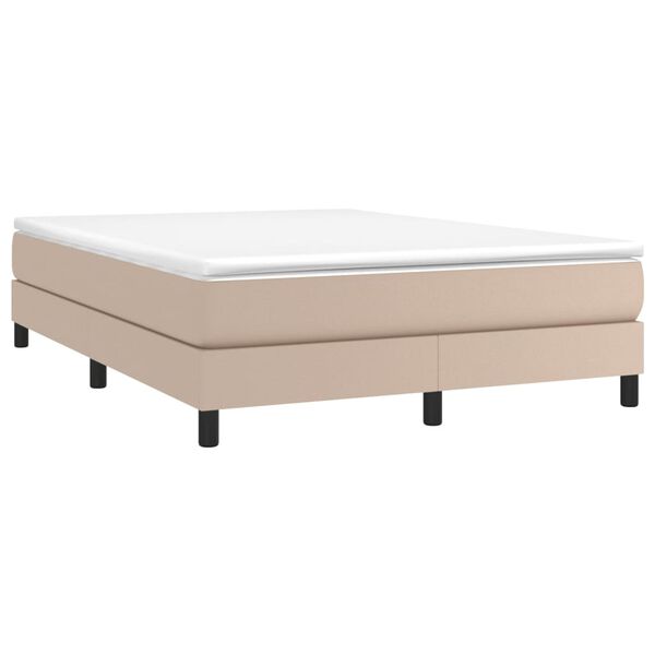 vidaXL Box spring postel s matrac&iacute; cappuccino 140x200 cm uměl&aacute; kůže