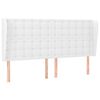 vidaXL Čelo postele typu u&scaron;&aacute;k b&iacute;l&aacute; 163x23x118/128 cm uměl&aacute; kůže