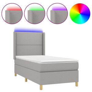 vidaXL Box spring postel s matrac&iacute; a LED světle &scaron;ed&aacute; 100x200 cm textil