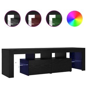 vidaXL TV stolek s LED čern&yacute; dub 140 x 36,5 x 40 cm kompozitn&iacute; dřevo