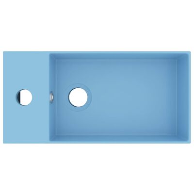 vidaXL Koupelnové umyvadlo s přepadem keramické světle modré