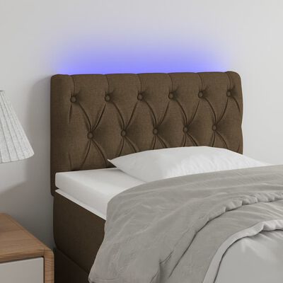 vidaXL Čelo postele s LED tmavě hnědé 80 x 7 x 78/88 cm textil