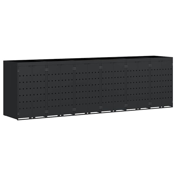 vidaXL &Uacute;ložn&yacute; box na 6 popelnic Čern&aacute; 408 x 77,5 x 121,5 cm