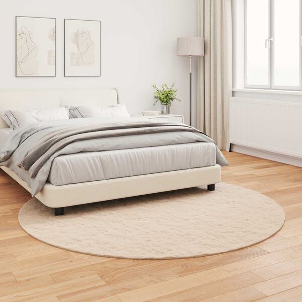 vidaXL Koberec z umělé králičí kožešiny Olite Taupe Ø 160 cm Polyester