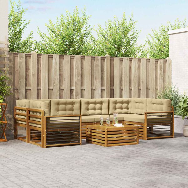 vidaXL Venkovn&iacute; pohovkov&aacute; souprava 8 pcs Přirozen&aacute; a B&eacute;žov&aacute;