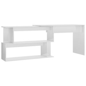 vidaXL Rohov&yacute; psac&iacute; stůl b&iacute;l&yacute; vysok&yacute; lesk 200 x 50 x 76 cm dřevotř&iacute;ska