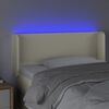 vidaXL Čelo postele s LED kr&eacute;mov&eacute; 93 x 16 x 78/88 cm uměl&aacute; kůže