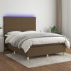 vidaXL Box spring postel s matrac&iacute; a LED tmavě hněd&aacute; 140x190 cm textil