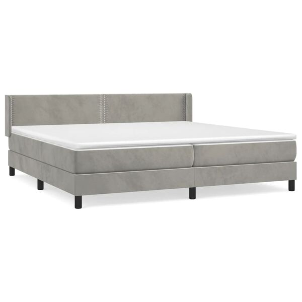 vidaXL Box spring postel s matrac&iacute; světle &scaron;ed&aacute; 200x200 cm samet