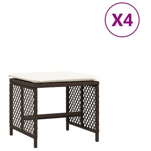 vidaXL Zahradn&iacute; stoličky s podu&scaron;kami 4 ks hněd&eacute; 41x41x36 cm polyratan