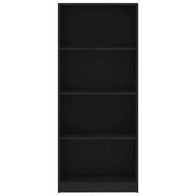 vidaXL Knihovna se 4 policemi černá 60 x 24 x 142 cm dřevotříska
