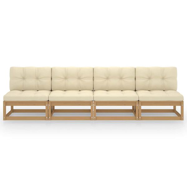 vidaXL 4m&iacute;stn&aacute; pohovka s podu&scaron;kami masivn&iacute; borovice