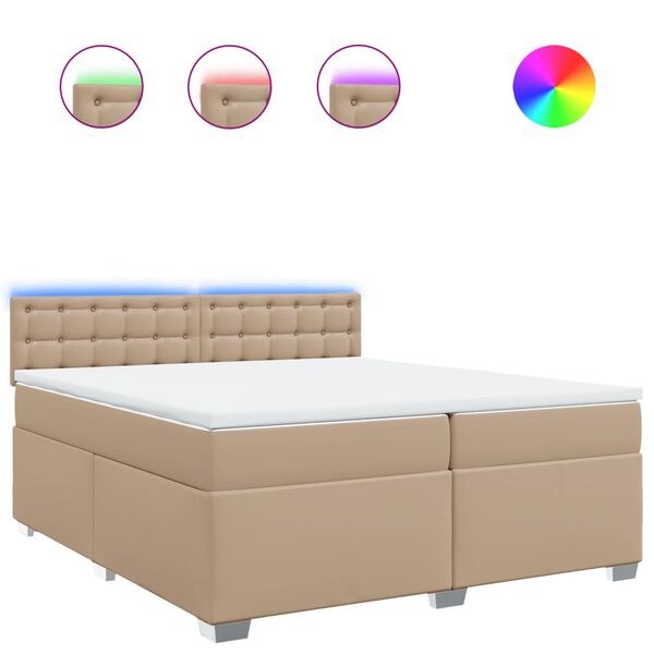 vidaXL Box spring postel s matrac&iacute; cappuccino 200 x 200 cm uměl&aacute; kůže