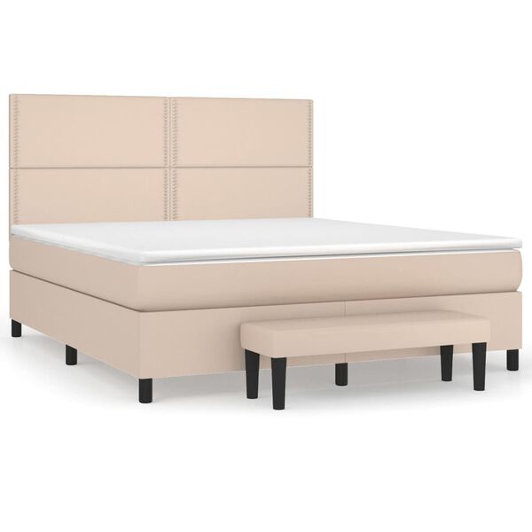 vidaXL Box spring postel s matrací cappuccino 180 x 200 cm umělá kůže
