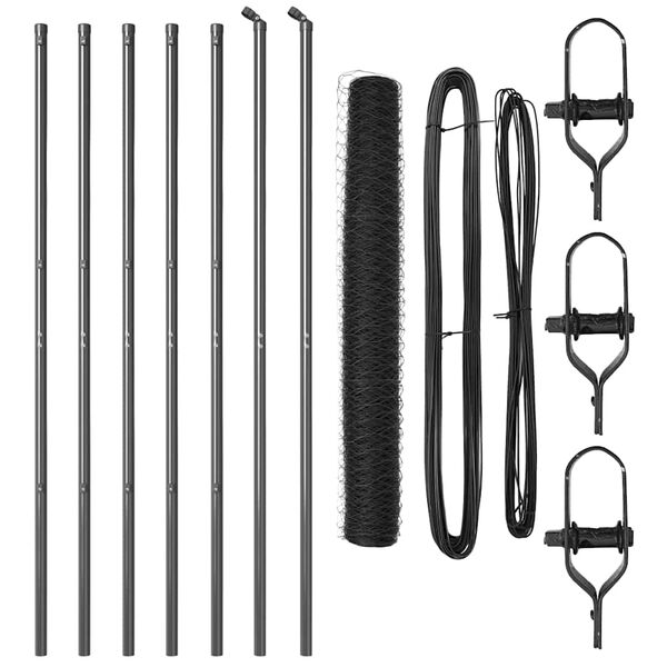 vidaXL Plotov&yacute; sloupek. &Scaron;ed&aacute; 10 x 1,2 m (50 mm s&iacute;ť) Ocel a PVC