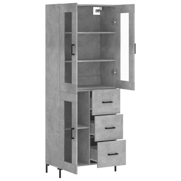 vidaXL Skř&iacute;ň highboard betonově &scaron;ed&aacute; 69,5x34x180 cm kompozitn&iacute; dřevo