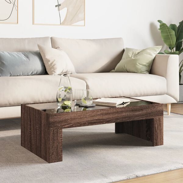 vidaXL Konferenčn&iacute; stolek s Infinity LED hněd&yacute; dub 90 x 50 x 30 cm