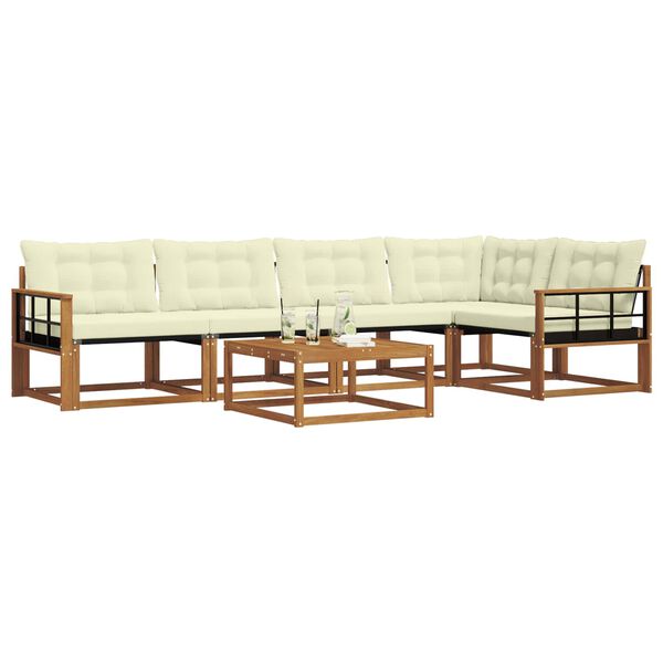 vidaXL Venkovn&iacute; pohovkov&aacute; souprava 6 pcs Přirozen&aacute; a Kr&eacute;mov&aacute;