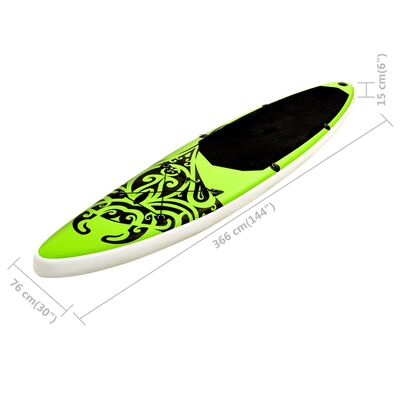 vidaXL Nafukovací SUP paddleboard s příslušenstvím 366x76x15 cm zelený