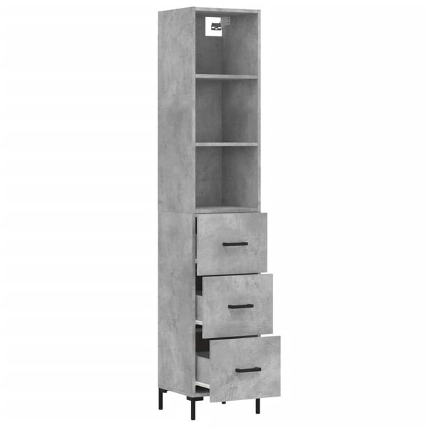 vidaXL Skř&iacute;ň highboard betonově &scaron;ed&aacute; 34,5x34x180 cm kompozitn&iacute; dřevo