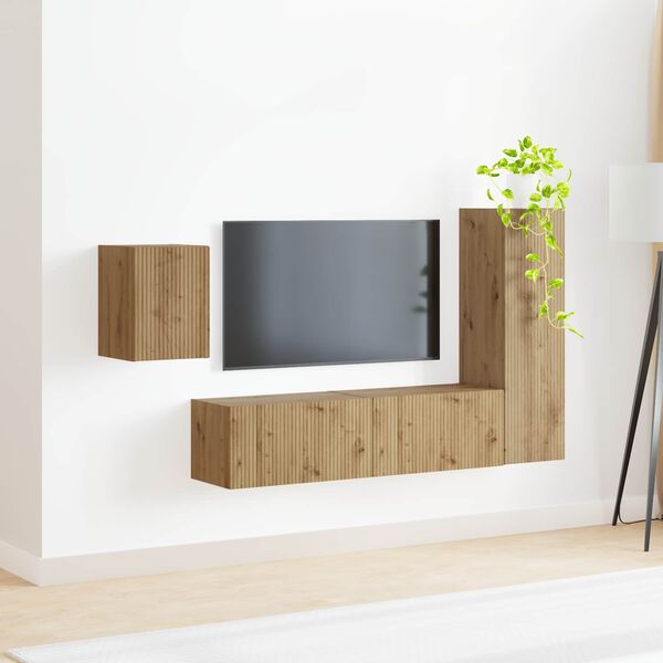 vidaXL Sestava TV skř&iacute;něk 4 pcs Artisanov&yacute; dub kompozitn&iacute; dřevo