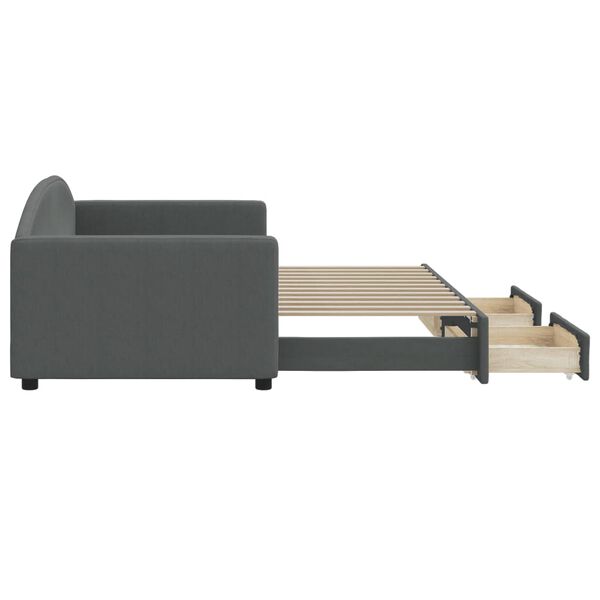 vidaXL Válenda s přistýlkou a zásuvkami tmavě šedá 90 x 200 cm textil