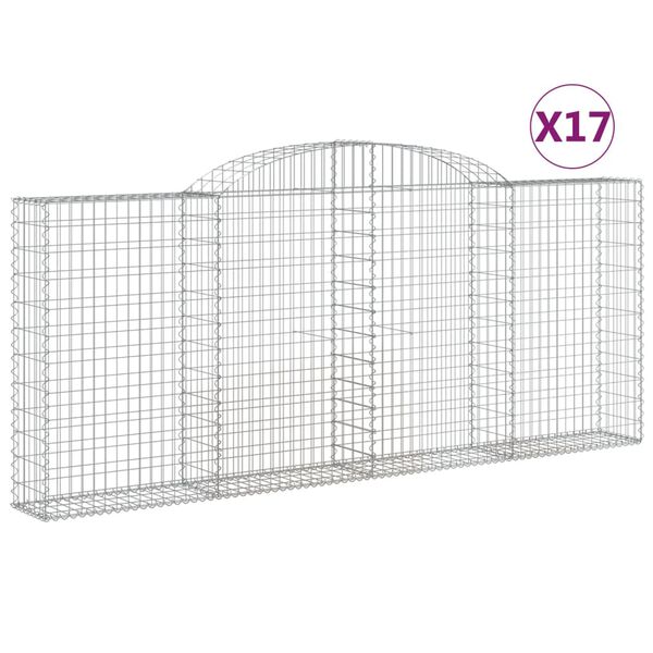 vidaXL Klenut&eacute; gabionov&eacute; ko&scaron;e 17ks 300x30x120/140cm pozinkovan&eacute; železo