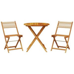 vidaXL 3d&iacute;ln&yacute; bistro set b&eacute;žov&yacute; polypropylen a masivn&iacute; dřevo