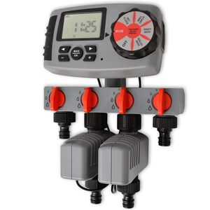 vidaXL Automatick&yacute; zavlažovac&iacute; časovač se 4 stanicemi 3 V