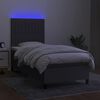 vidaXL Box spring postel s matrac&iacute; a LED tmavě &scaron;ed&aacute; 90x200 cm textil