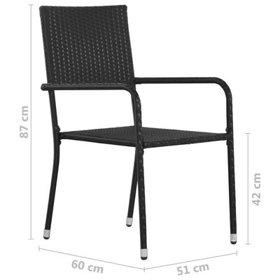 vidaXL Zahradní jídelní židle 6 ks polyratan černé