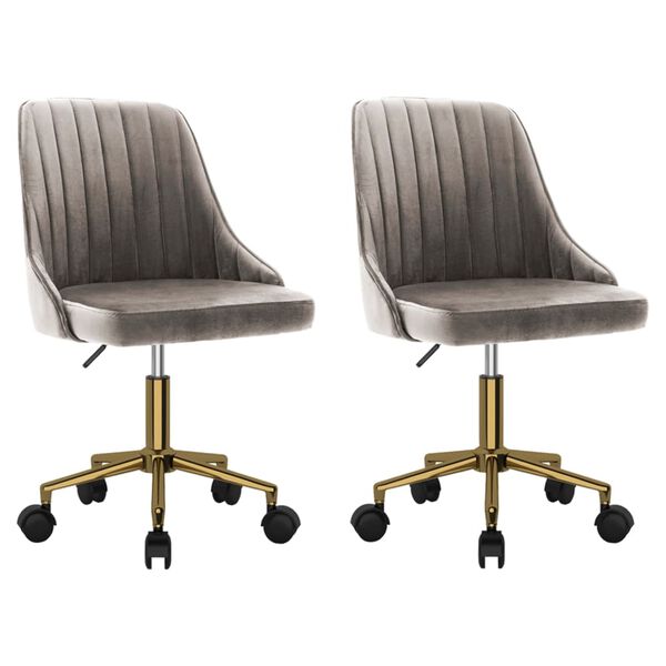 vidaXL Otočn&eacute; j&iacute;deln&iacute; židle 2 ks světle &scaron;ed&eacute; samet