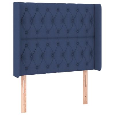 vidaXL Čelo postele typu ušák modré 93x16x118/128 cm textil
