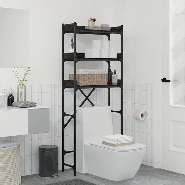 vidaXL Police na pračku Čern&yacute; 0ak 67 x 25 x 163 cm kompozitn&iacute; dřevo