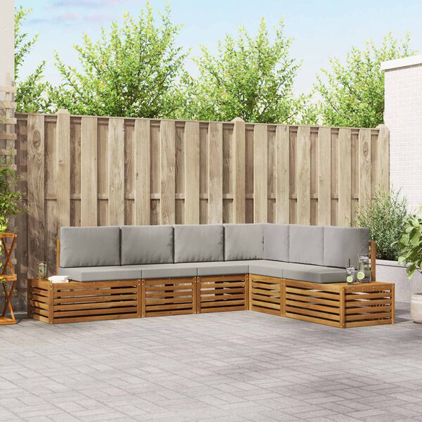 vidaXL Venkovn&iacute; pohovkov&aacute; souprava 6 Kus Př&iacute;rodn&iacute; a světle &scaron;ed&aacute;