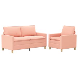 vidaXL Set pohovek 2 ks Růžov&aacute; Textil