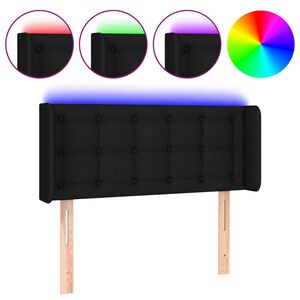 vidaXL Čelo postele s LED čern&eacute; 83 x 16 x 78/88 cm textil