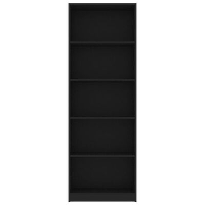 vidaXL Knihovna s 5 policemi černá 60 x 24 x 175 cm dřevotříska