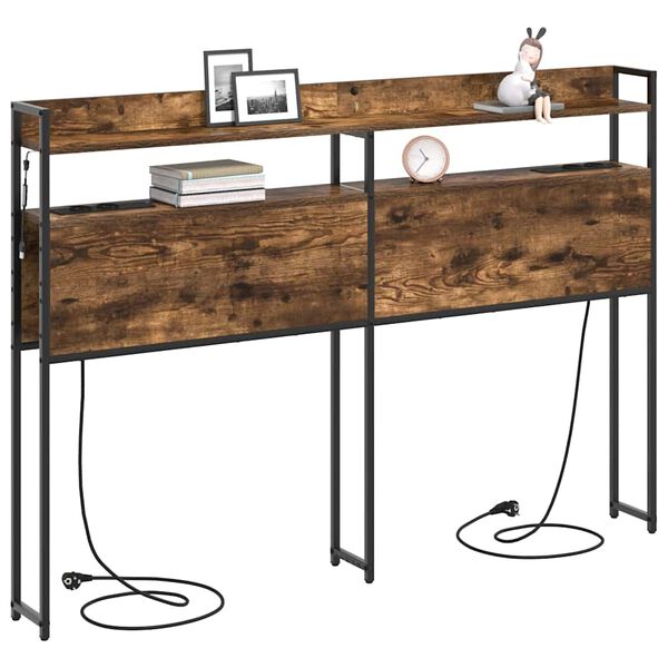 vidaXL &Uacute;ložn&eacute; čelo postele s polic&iacute; Kouřov&yacute; dub 140,5 x 15 x 98 cm