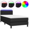 vidaXL Box spring postel s matrac&iacute; a LED čern&aacute; 90x190 cm textil